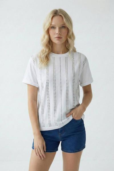 FULL TAŞLI TASARIM TİŞÖRT  Beyaz