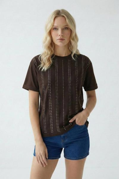 FULL TAŞLI TASARIM TİŞÖRT  Acı Kahve