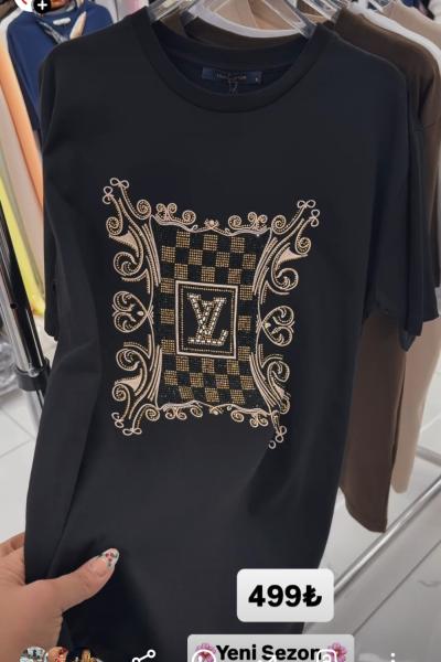 LV TAŞLI TİŞÖRT  Siyah