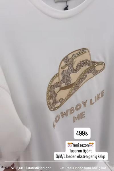 KOVBOY ŞAPKA DETAYLI TİŞÖRT Beyaz