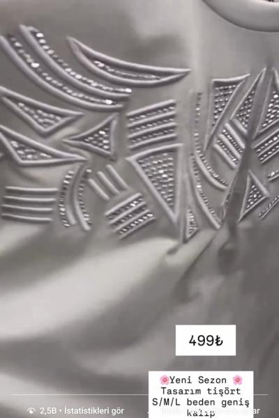 YAKA KISMI BAKLAVA DESEN İŞLEMELİ TİŞÖRT  Mint Yeşili