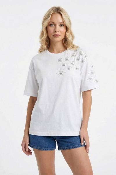 SOL VE KOL İŞLEME DETAY TİŞÖRT Beyaz