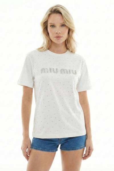 MI MI FUL TAŞLI TİŞÖRT  Beyaz