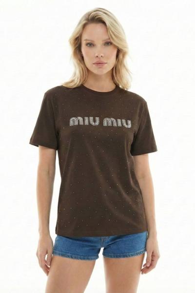 MI MI FUL TAŞLI TİŞÖRT  Acı Kahve