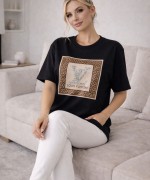 LV TAŞ YAZILI TİŞÖRT Siyah