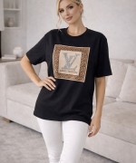 LV TAŞ YAZILI TİŞÖRT Siyah