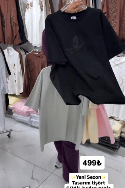 BYMN TAŞLI TİŞÖRT  Siyah