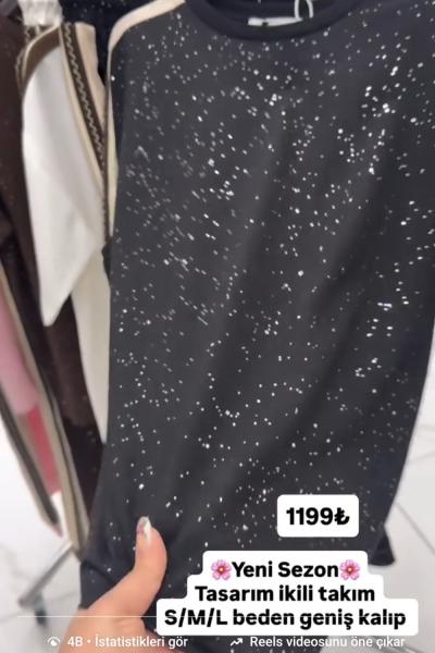 YAN VE OMUZ ŞERİTLİ İKİLİ TAKIM  Siyah