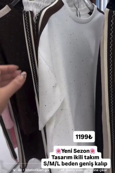 YAN VE OMUZ ŞERİTLİ İKİLİ TAKIM  Beyaz