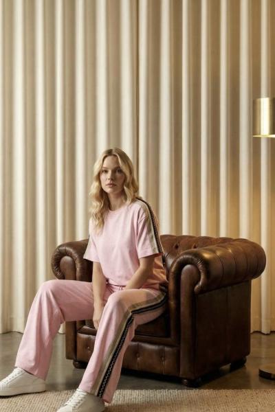 YAN VE OMUZ ŞERİTLİ İKİLİ TAKIM  Pembe