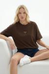 GEZ ŞERİT DETAYLI TİŞÖRT Kahverengi