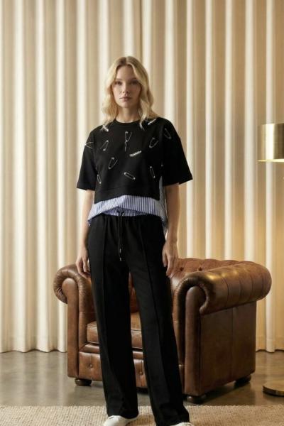 İĞNE DETAYLI İKİLİ TAKIM  Siyah