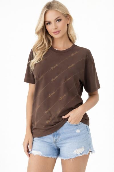 GES YAN ÇİZGİ İŞLEMELİ TİŞÖRT  Acı Kahve