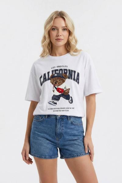 CALIFORNIA AYICIK TİŞÖRT  Beyaz