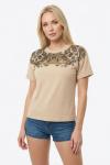 ASLAN BASKI DETAY TAŞLI TİŞÖRT  Bej