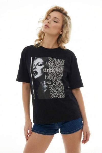 YÜZ BASKILI TİŞÖRT  Siyah