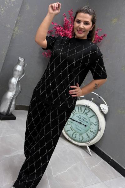 BAKLAVA DESEN İKİLİ TAKIM  Siyah