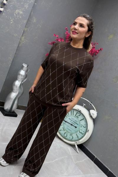 BAKLAVA DESEN İKİLİ TAKIM  Acı Kahve