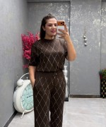 BAKLAVA DESEN İKİLİ TAKIM  Acı Kahve