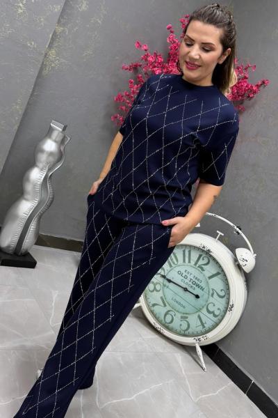 BAKLAVA DESEN İKİLİ TAKIM  Lacivert