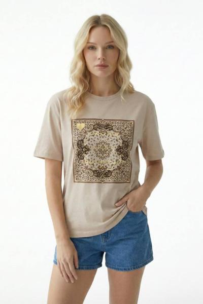 NAKIŞ İŞLEME TİŞÖRT  Bej