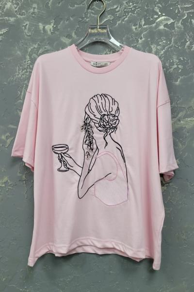 KÜPE DETAYLI TİŞÖRT Pembe