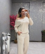 KAYIK YAKA İKİLİ TAKIM  Bej