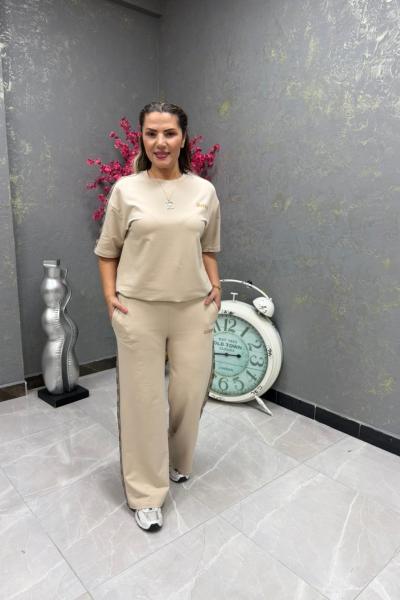 YAN GES DETAY İKİLİ TAKIM Bej