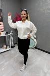 PAYET İŞLEMELİ GÖMLEK  Beyaz