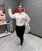 PAYET İŞLEMELİ GÖMLEK  Beyaz