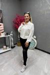 PAYET İŞLEMELİ GÖMLEK  Beyaz