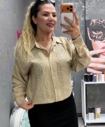 PAYET İŞLEMELİ GÖMLEK  Bej