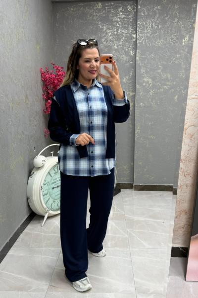 GÖMLEK DETAY İKİLİ TAKIM Lacivert