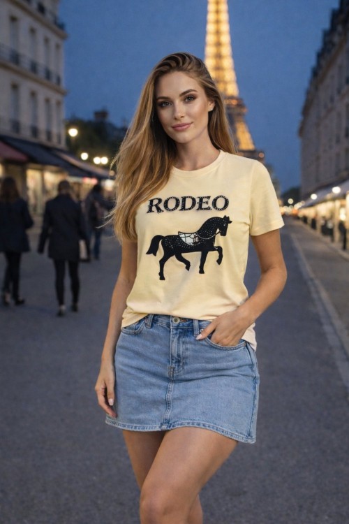 RODEO AT BASKI TİŞÖRT  Sarı