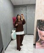 PİLİSELİ FULL TAŞLI ÜÇLÜ TAKIM  Acı Kahve