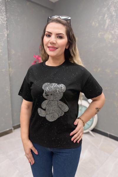 SİMLİ AYICIKLI TİŞÖRT  Siyah