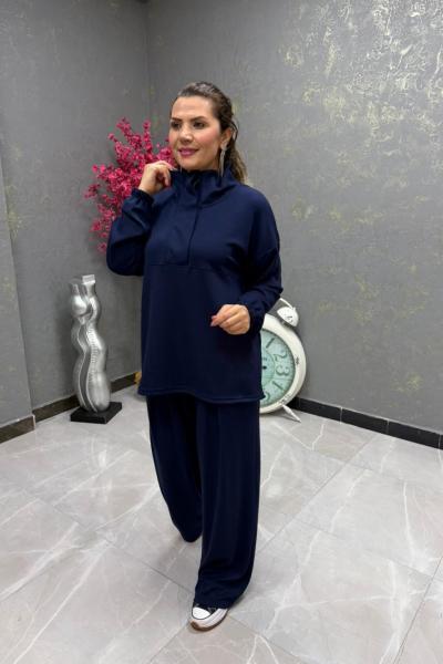 ÖN ÇITÇITLI BEL BÜZGÜLÜ İKİLİ TAKIM Lacivert