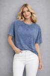 YIKAMALI DAMLA DETAYLI TİŞÖRT  Mavi