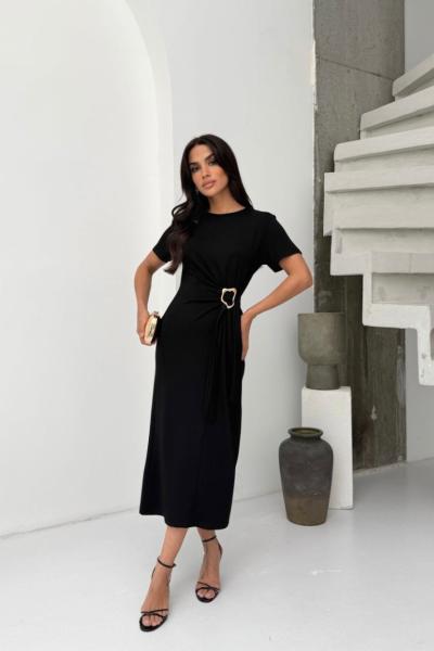 MODAL TOKALI ELBİSE  Siyah