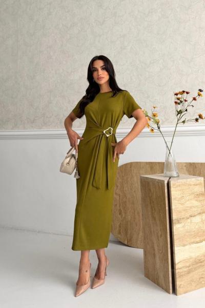 MODAL TOKALI ELBİSE  Yağ Yeşili