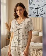 LOVE YAZILI PİJAMA TAKIMI  Beyaz