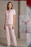 KİRAZLI PEMBE PİJAMA TAKIMI  Pembe
