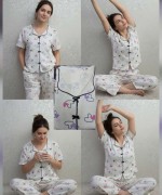 KALPLİ PİJAMA TAKIMI  Beyaz
