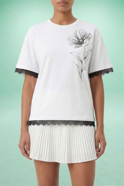 GÜPÜR DETAYLI TİŞÖRT Beyaz