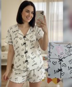 KALPLİ ŞORTLU İKİLİ TAKIM  Beyaz
