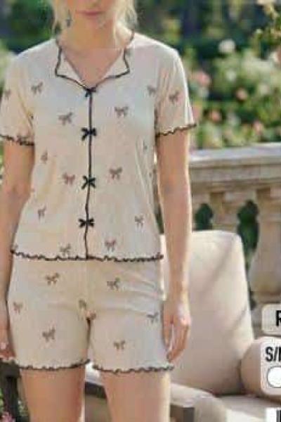 FİYONK DETAY ŞORTLU TAKIM Sütlü Kahve