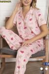 PEMBE KALP FİYONKLU PİJAMA TAKIMI  Pembe