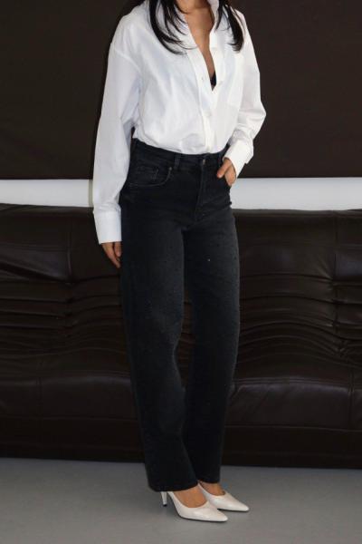 TAŞLI JEAN PANTOLON Siyah