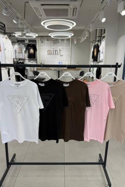 GES USA WASHED TAŞLI TİŞÖRT Beyaz