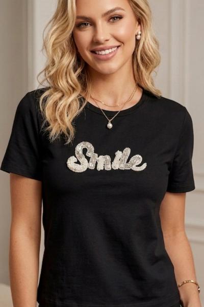SMİLE İTHAL BLUZ  Siyah